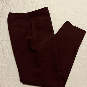 Burgundy EXPRESS columnist ankle trouser, size 2
